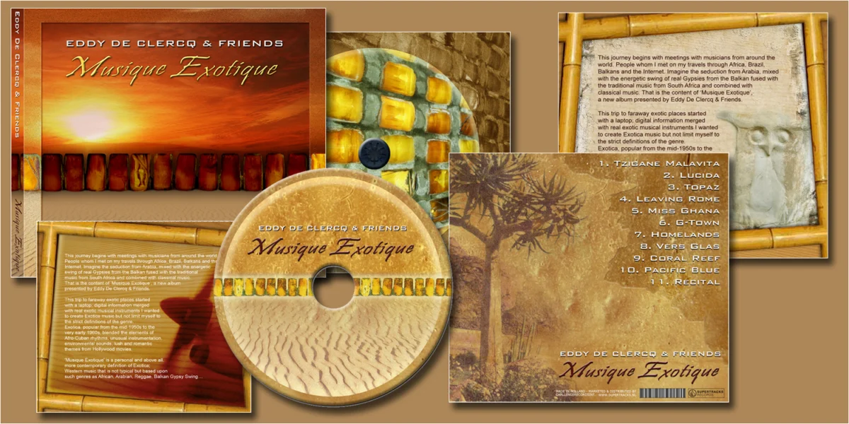 CD hoes ontwerp voor 'Musique Exotique' van Eddy De Clerq & Friends.