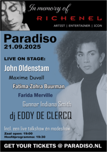 Flyer ontwerp RICHENEL TRIBUTE PARADISO © 2025 designed by robkoning.nl