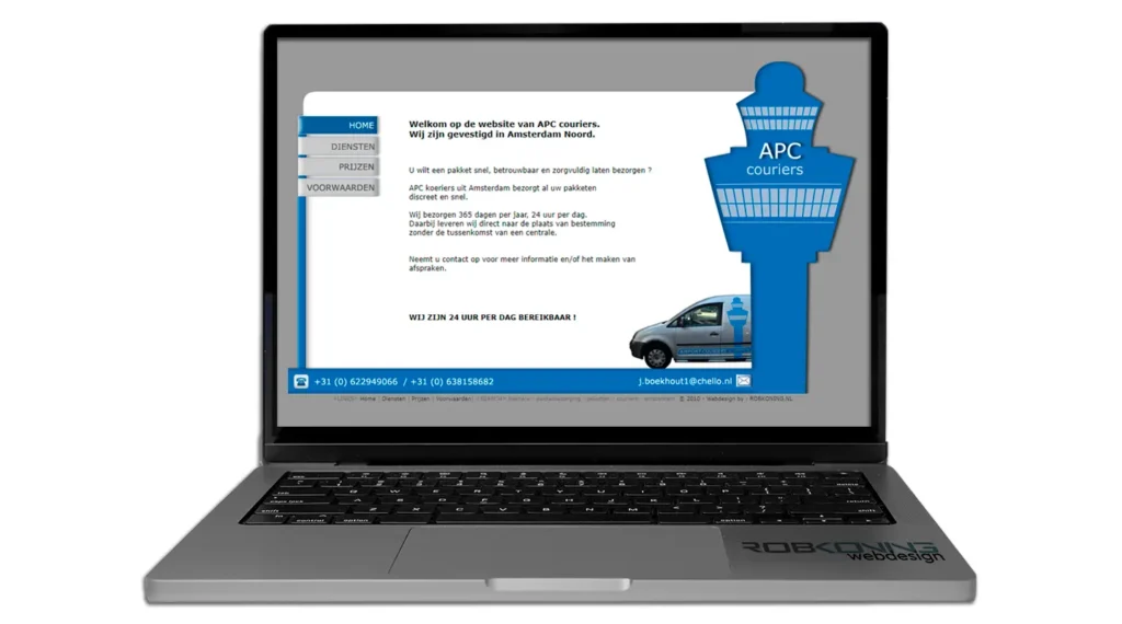 Website APC COURIERS © 2010 designed by robkoning.nl