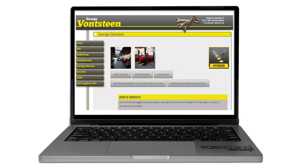 Website GARAGE VONTSTEEN © 2013 designed by robkoning.nl