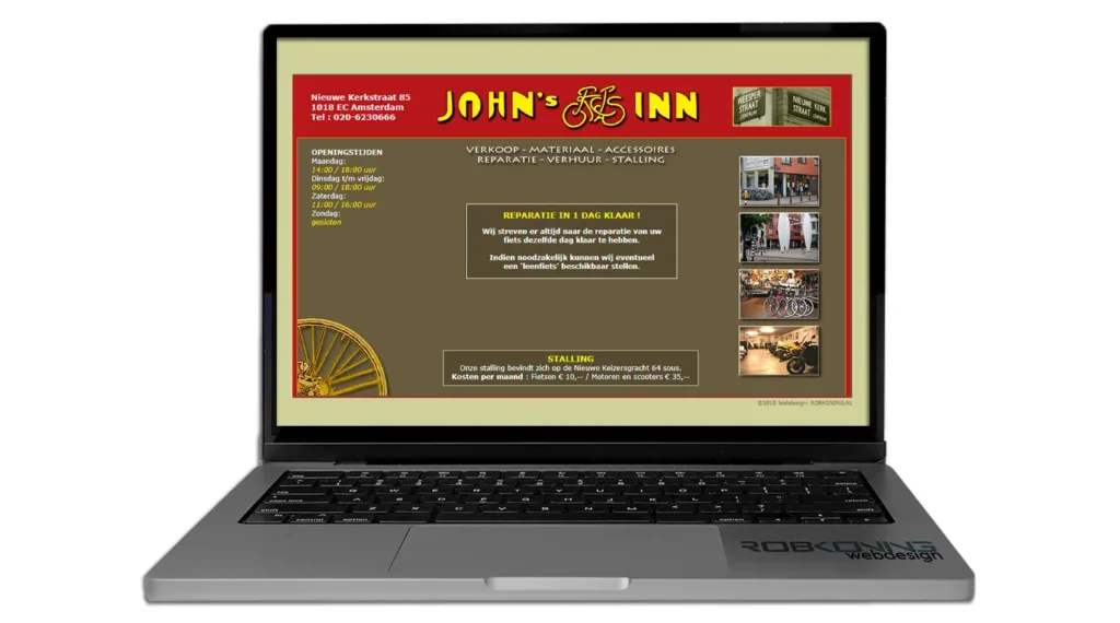 Website JOHN'S FIETS INN © 2010 designed by robkoning.nl