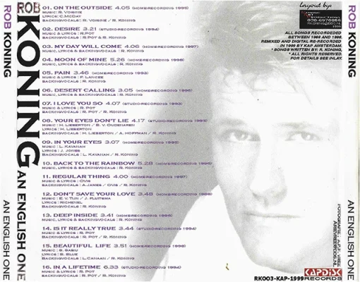 Rob Koning - An English One - achterkant